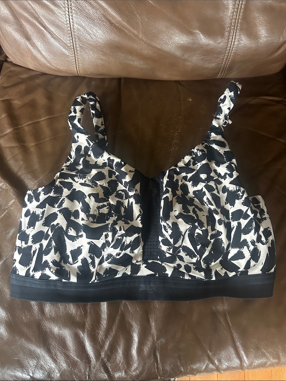 Panache Black & White Abstract Wired sports bra 34GG